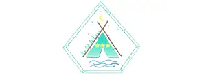 Logo avec tente et étoiles